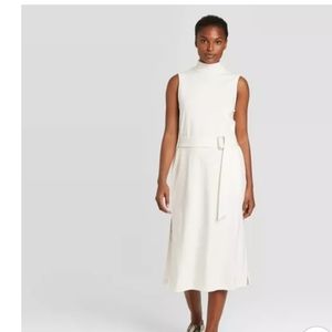 NWT Prologue belted sleeveless mock knit dress